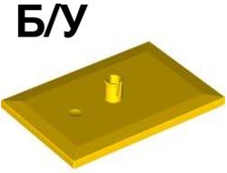 ! Б/У - Train Bogie Plate (Tile, Modified 6 x 4 with 5mm Pin), Yellow (4025 / 4556785 / 6051861 / 6086730 / 6296796 / 6413626) - Б/У