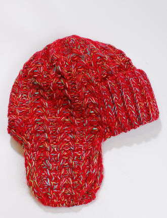 Шапка женская ушанка "Косички меланж" 11590-1 т.серо-розовый, винный, красная, бордовая, св.серо-розовый