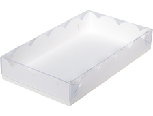Коробка для пряников и печенья белая с прозрачной крышкой, 200х120х40 мм