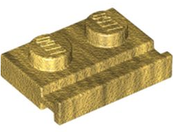 Plate, Modified 1 x 2 with Door Rail, Pearl Gold (32028 / 6338242)