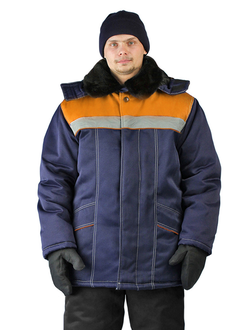 Куртка зимняя "УРАЛ" цвет: т.синий/оранжевый