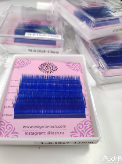 Цветные ресницы Enigma МИКС "Синий" 6 линий