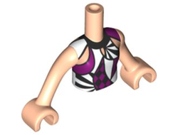 Torso Mini Doll Girl Black, Magenta and White Harlequin Shirt Pattern, Light Nougat Arms with Hands, Light Nougat (FTGpb323c01 / 6351937)