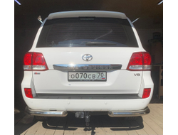 Защита заднего бампера угловая d76 для Toyota Land Cruiser 200 2013-2015