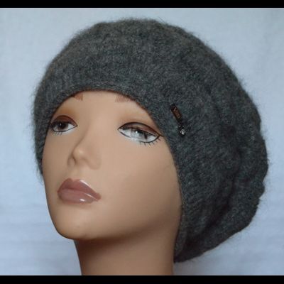 Женский берет и шарф объемной вязки женский Италия Vizio 5853 темно - серый