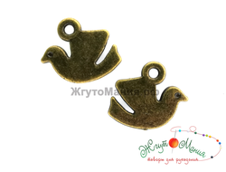 ПОДВЕСКА В ТИБЕТСКОМ СТИЛЕ "ПТИЧКА" - 16*14мм - АНТИЧНАЯ БРОНЗА