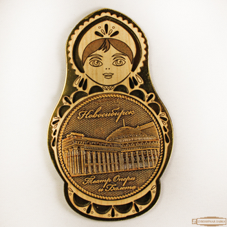 Магнит из бересты  "Матрешка Оперный театр"