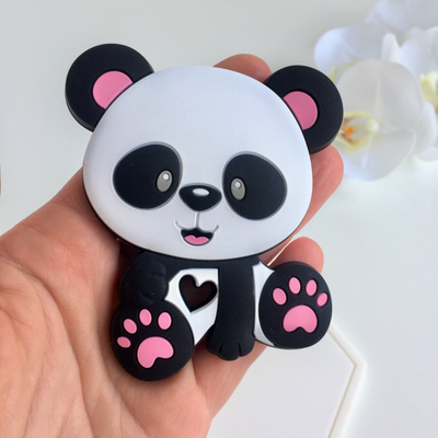 Грызунок из пищевого силикона Панда розовая