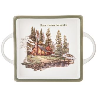 БЛЮДО С РУЧКАМИ  "ДЕРЕВНЯ" КВАДРАТ. 25,5*18*4 СМ