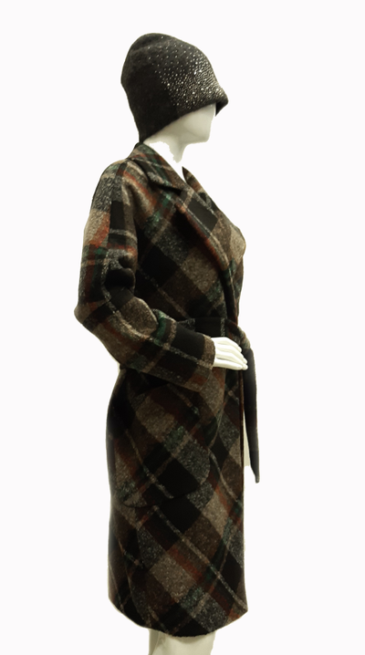 Разноцветное пальто в клетку Arti Moda 120 темное  фото