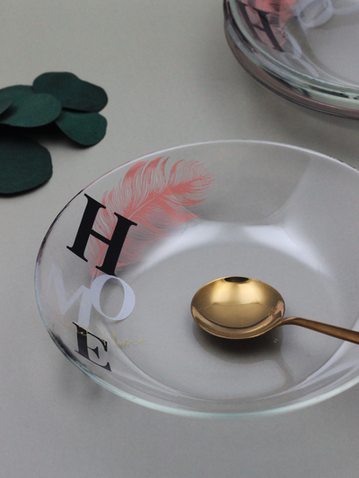 Тарелка суповая, розовое перо