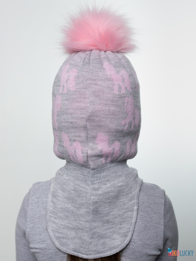 Шапка-шлем 23101-03 с утеплит., хб подклад, серый,розовый 48-50