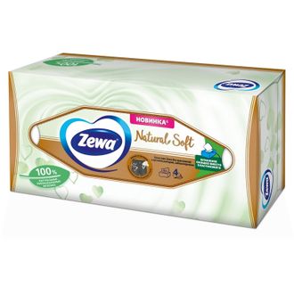 Салфетки косметические ZEWA NATURAL SOFT  4-сл. 80шт./уп. 870031