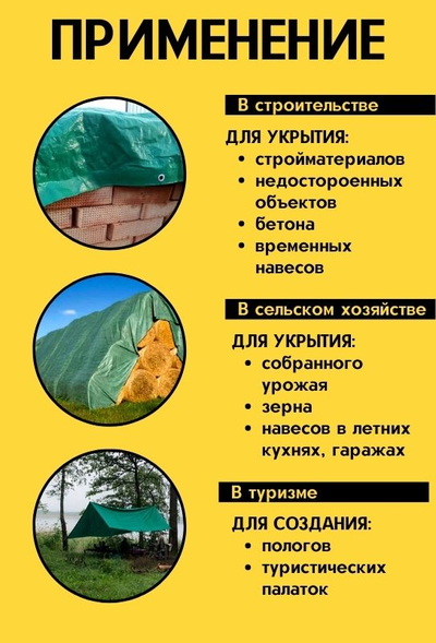 Тент Тарпаулин 4 x 6 м , 90 г/м2 , шаг люверсов 1 м строительный защитный укрывной купить в Москве