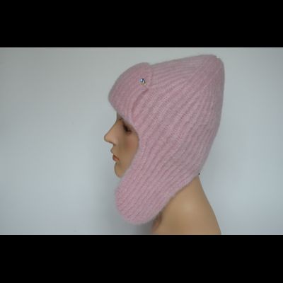 Шапка ушанка вязаная Vizio Италия 9020 UO розовая фото