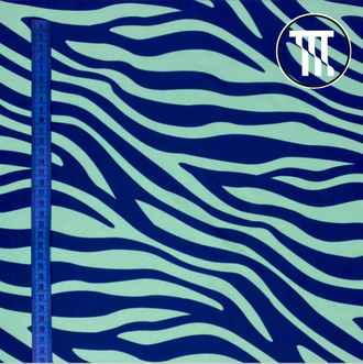 Спортивный трикотаж принт Зебра, цв. Королевский синий