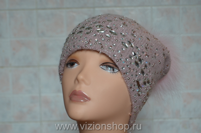 Vizio Италия 5930 шапка с помпоном розовая