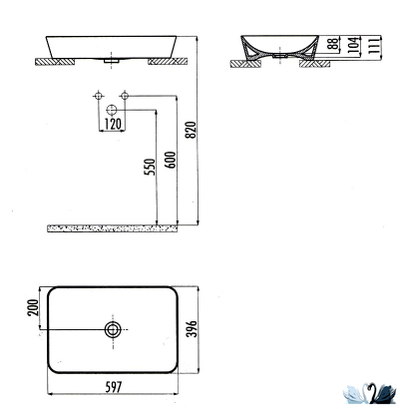 Раковина Creavit Ultra UL060-00SM00E-0000 Black Mat, накладная, черная, матовая, на столешницу