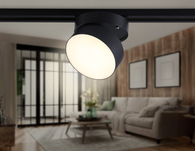 Трековый однофазный светодиодный светильник GL 6877 BK черный LED 16W 3000K D115*90