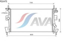 Радиатор охлаждения AVA основной для Форд Фокус 3  (1,6-2,0 бензин)