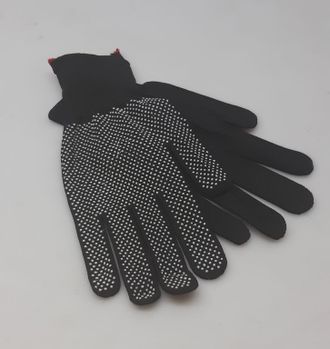 Перчатки трикотажные с точечным полимерным покрытием, черные