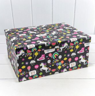 Коробка подарочная принт &quot;Детский&quot; (на черном фоне), 30*22,8*13,3см