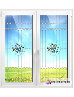 Витражная пленка, витражная пленка самоклеющаяся под заказ,пленочный витраж с цветочным рисунком