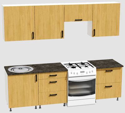 Кухня Эконом 1,8 метра (600х600х600) Цвет: Дуб Сонома/Дуб Сонома