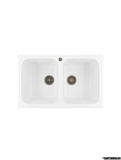 Мойка из искусственного мрамора MIXLINE ML-GM23 двухчашевая 495*775*200мм