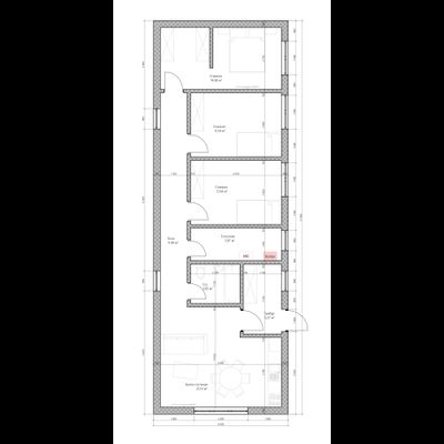 Одноэтажный дом с тремя спальнями 86м² (S75)