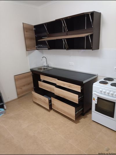 Берген 2,0 м кухонный гарнитур Венге/Дуб делано/Черный мрамор