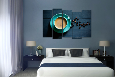 Модульная картина "Бирюзовая чашечка кофе"