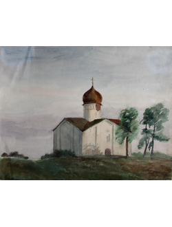 "Церковь" бумага акварель 1950-е годы