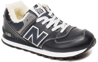 New Balance 574 Dark Blue Leather с мехом