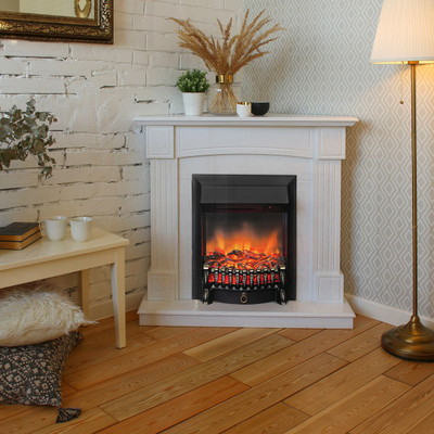 Угловой камин Andrea WT с очагом Fobos