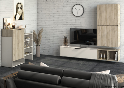 Бохо НМ-001 гостиная Дуб Крафт Серый/Кашемир