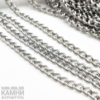 Цепь прочная нержавеющая сталь "Классика" 1,4х5,4х7,8 мм звено, цена за метр