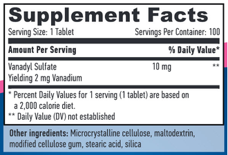 Vanadyl Sulfate 10mg / 100 Tabs.