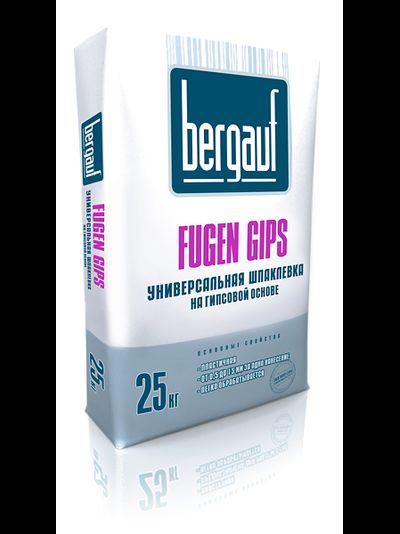 Шпаклёвка гипсовая для ГКЛ, Bergauf Fugen Gips, 25 кг