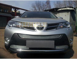 Защита радиатора Toyota Rav 4 (Комфорт, Элеганс, Престиж) 2013-2015 (3 части) chrome PREMIUM