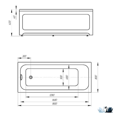 Ванна Azario Bella 180x80 см AV.0020180, акриловая, прямоугольной формы