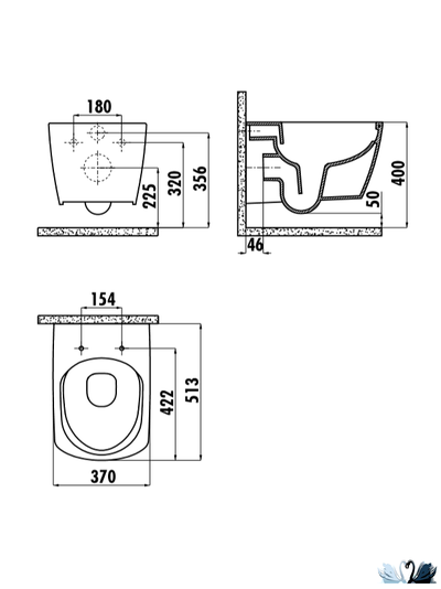 Унитаз-биде Creavit Elegant Rim-Off EG321.00000 подвесной, безободковый квадратная форма