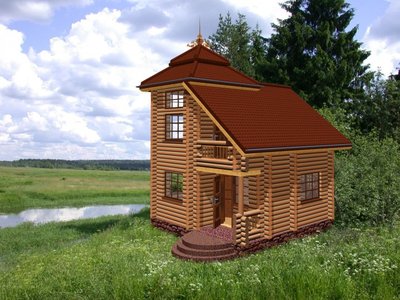 Офис из бревна 6.0 х 6.0 два этажа ДБ-09