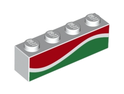 Brick 1 x 4 with Red and Green Waves Octan Fuel Pattern, White (3010pb258 / 6227749)