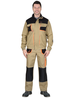 Куртка &quot;СИРИУС-МАНХЕТТЕН&quot; песочный с оранж. и черным тк. мех. стрейч пл. 250г/кв.м