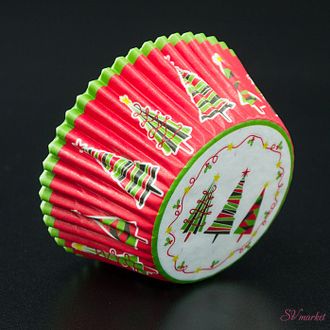 Капсулы бумажные Рождественская елка 50*35 мм(50шт+-)
