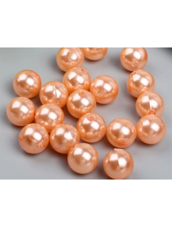 Пластиковые бусины под жемчуг 16 мм, цвет персиковый