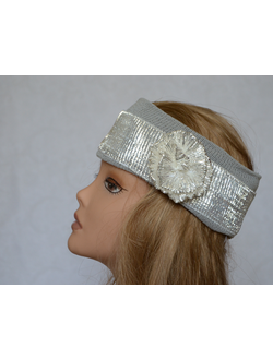 Женская вязаная повязка на голову лето Vizio Италия 4607 F серая фото