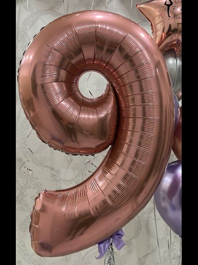 Шар-цифра 102 см с гелием Розовое золото