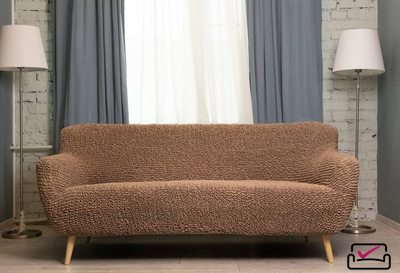 Чехол на 4хм диван Микрофибра Капучино. Защита для мягкой мебели от животных.